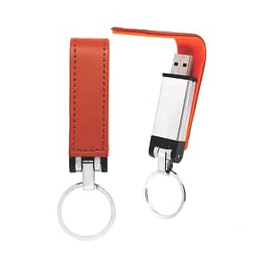 Pen Drive com Chaveiro para Brindes de Couro 58