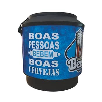 Cooler Térmico Redondo Estampa Azul Beer 30 Litros com Alça