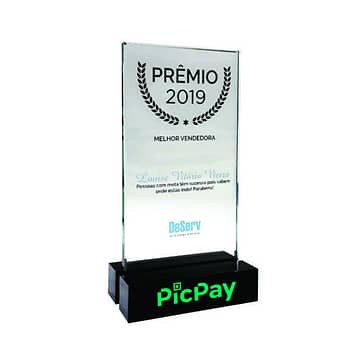 Troféu De Vidro Personalizado Brinde