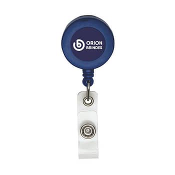 Porta Crachá Retrátil Roller Clip Azul Personalizado