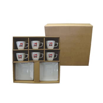Kit com 6 Xícaras de Café Quadrada Emb. Papelão Kraft