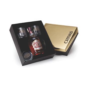 Kit Whisky Chivas Regal com Copo e Porta-Copo