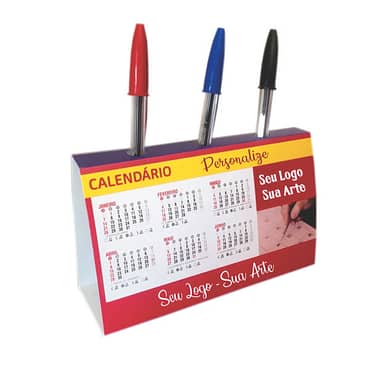 Calendario de Mesa Porta Caneta Personalizado