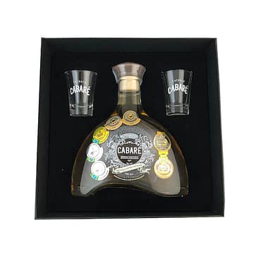 Kit Cachaça Cabaré Extra Premium Na Caixa + 2 Copos 11